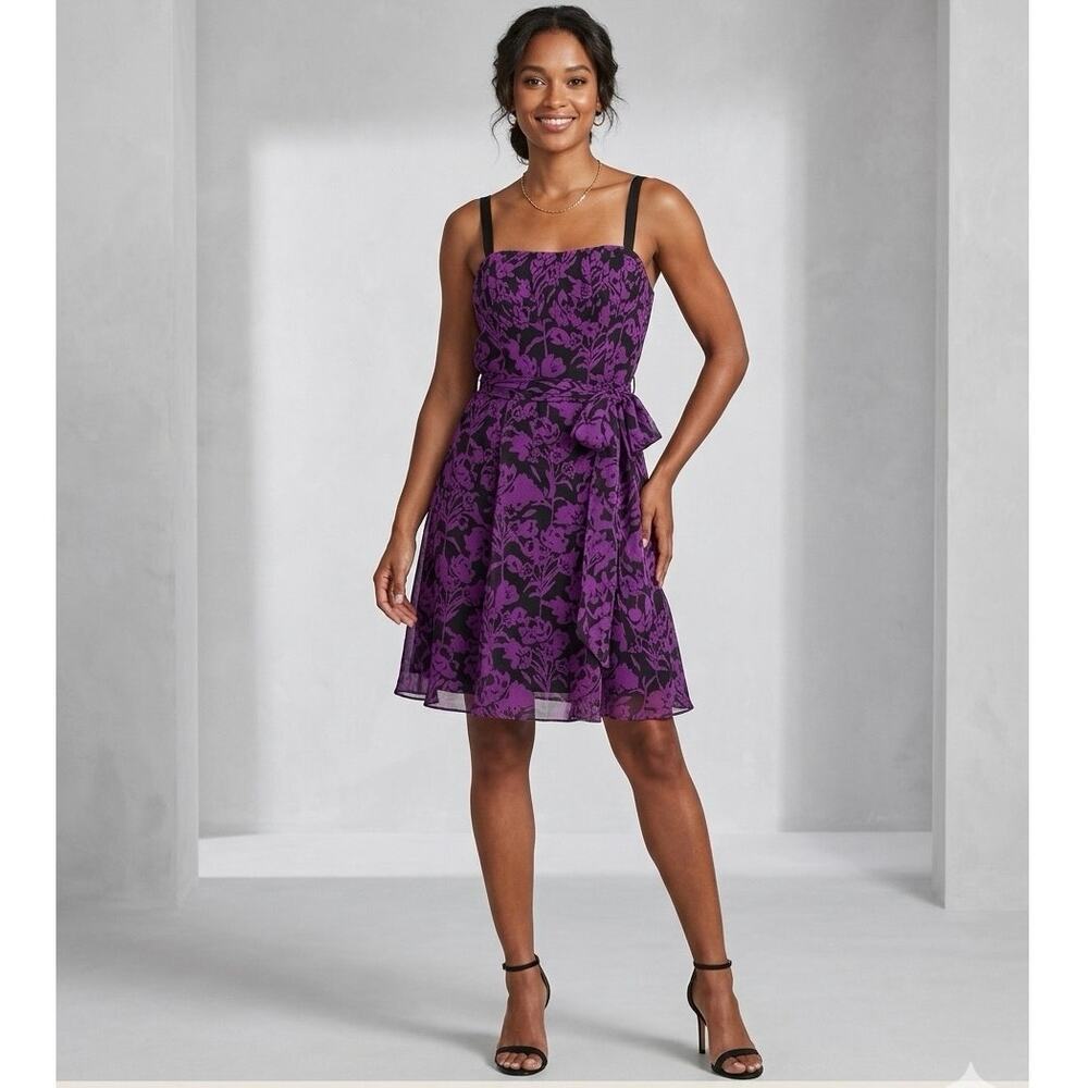 Nanette Lepore Purple Floral Silk Got 2 Have Me Chiffon Mini Dress Sz 0 $328